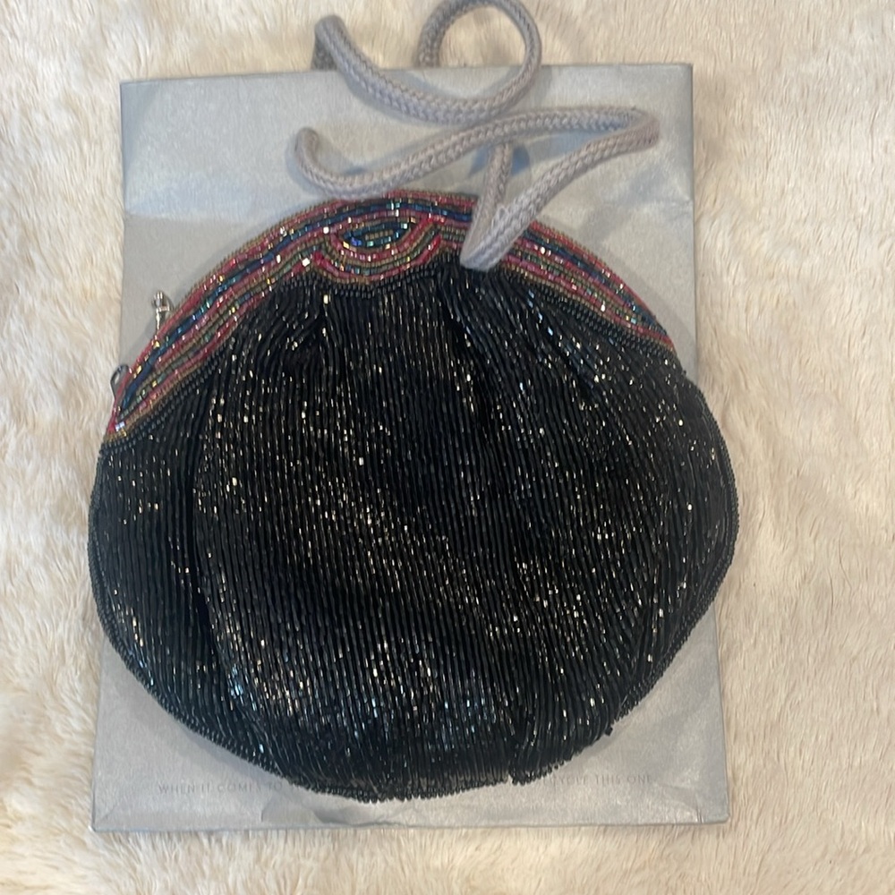 Vintage Neiman Marcus Beaded Clutch Retro 80s Evening Handbag
